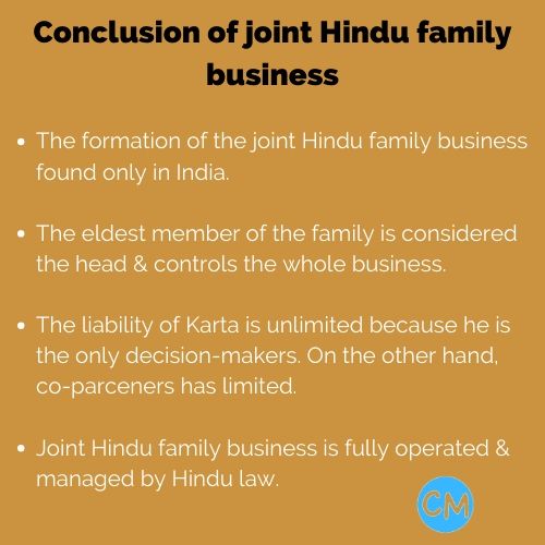 Conclusion of joint Hindu family business