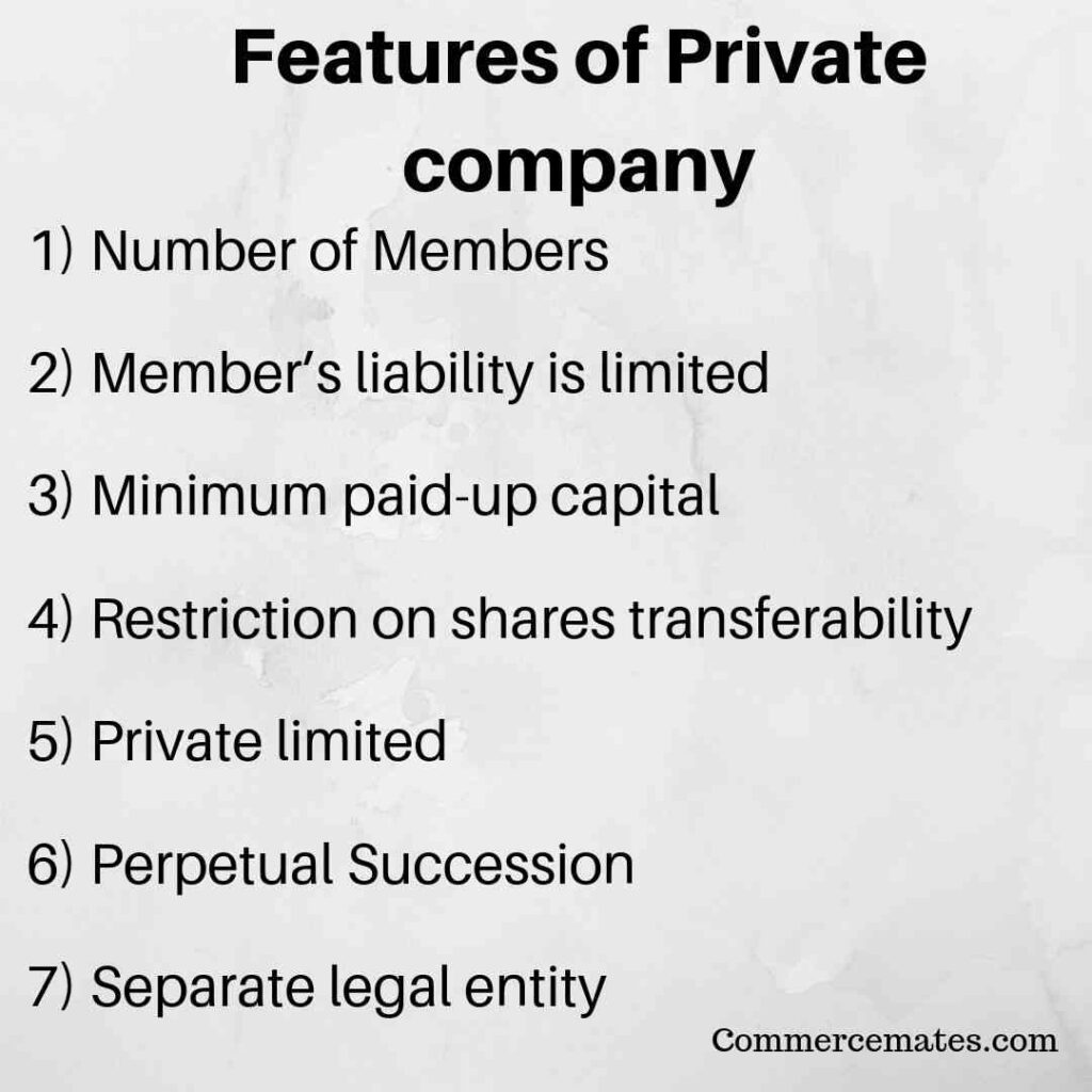 Features of Private company