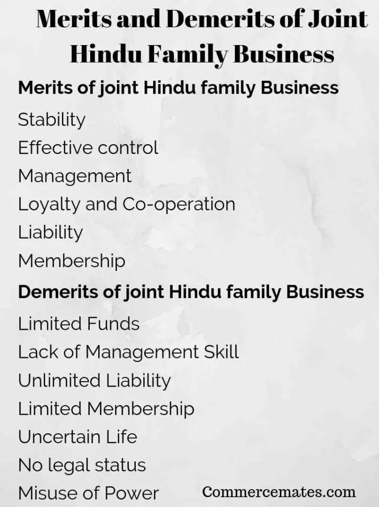 Merits and Demerits of Joint Hindu Family Business