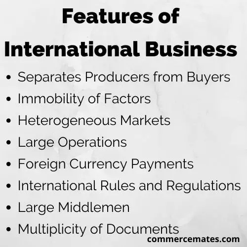Features of International Business